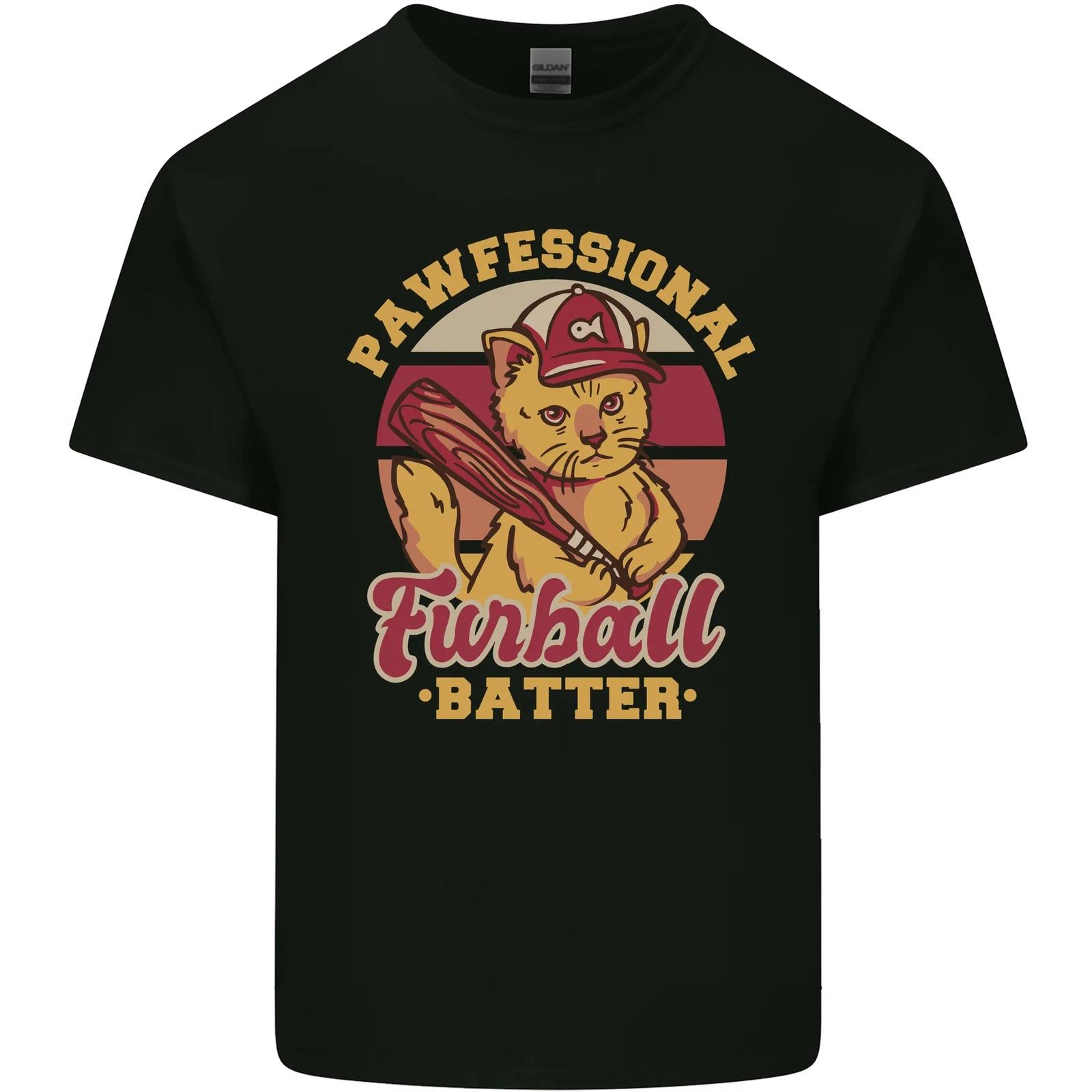 

Funny Baseball Cat Furball Batter Kids T-Shirt Childrens 3XL