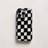 Black and White Checkered Large Hole Jelly Phone Case Suitable for iPhone 17 16 15 14 13 12 11 Pro/Max/Plus Anti Drop