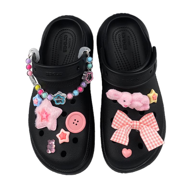 Crocs Crush Clog EVA bunny Bonnie Rabbit Pink Girl's Heart Dopamine Gift Box Edition Hole Shoes Unisex Same Black