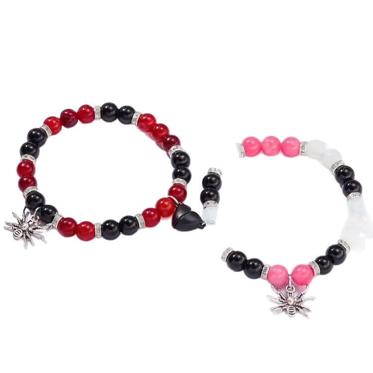 European Halloween Spider Heart Magnetic Couple Bracelet