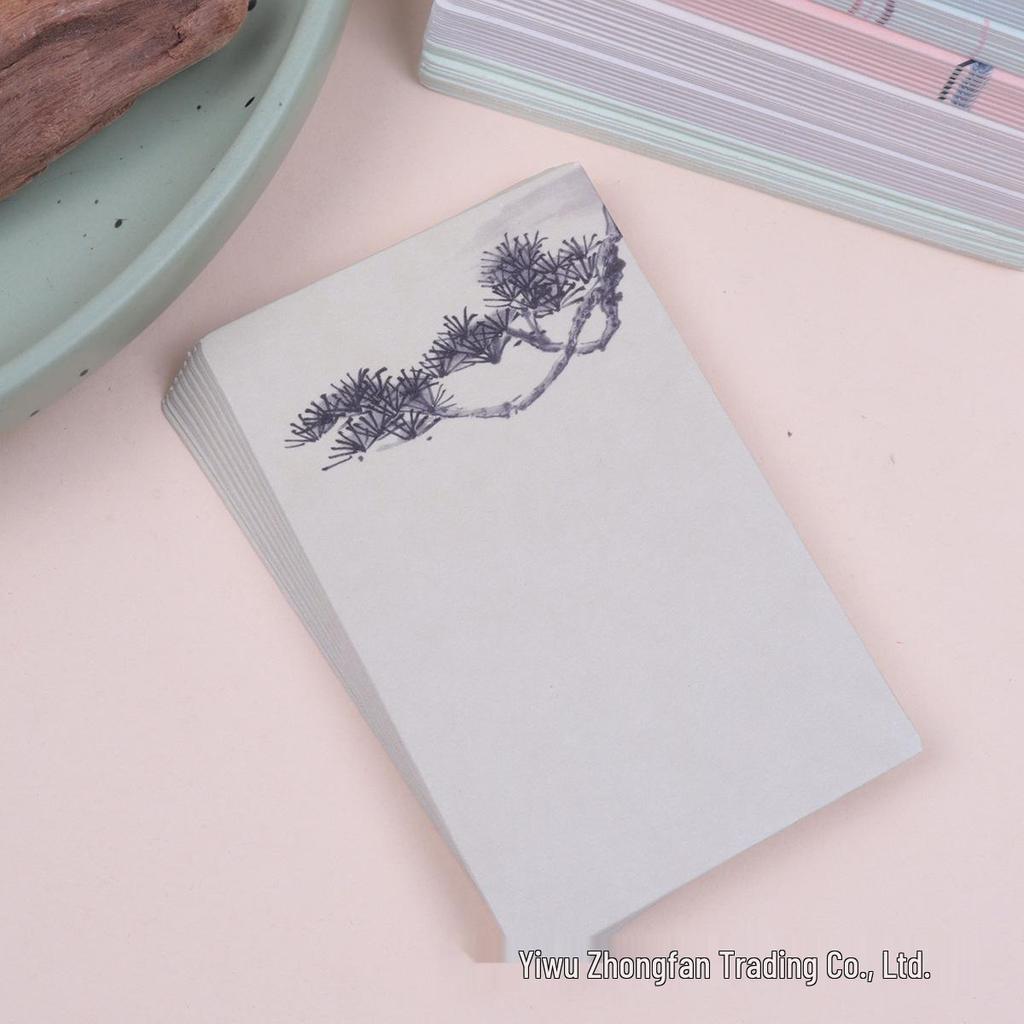 Marcadores de Livro em Branco DIY Estilo Chinês e Cartões com Grafite Pintados à Mão com Notas Adesivas (20 folhas)
