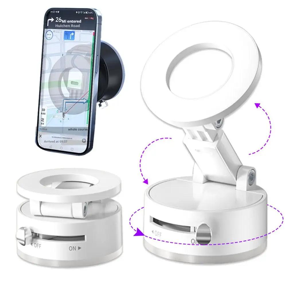 360° Dönebilen Vakumlu Manyetik Vantuzlu Telefon Tutucu, Katlanabilir, Eller Serbest Kullanım İmkanı Sunan Manyetik Cep Telefonu Tutucu (Araba/Spor Salonu/Ayna/Pürüzsüz Yüzeyler İçin)