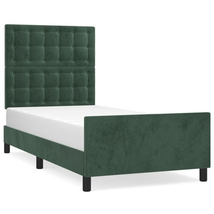 VidaXL Cadre de lit avec tête de lit Vert foncé 80x200 cm Velours3125968
