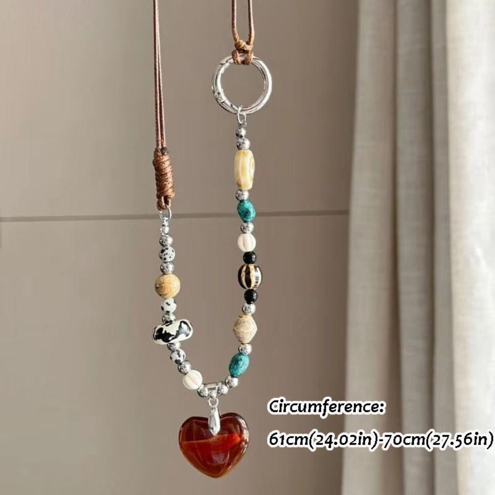 Heart-shaped Wood Pendant Necklace Ceramic Women Jewelry New Long Sweater Chain Necklace  for Women