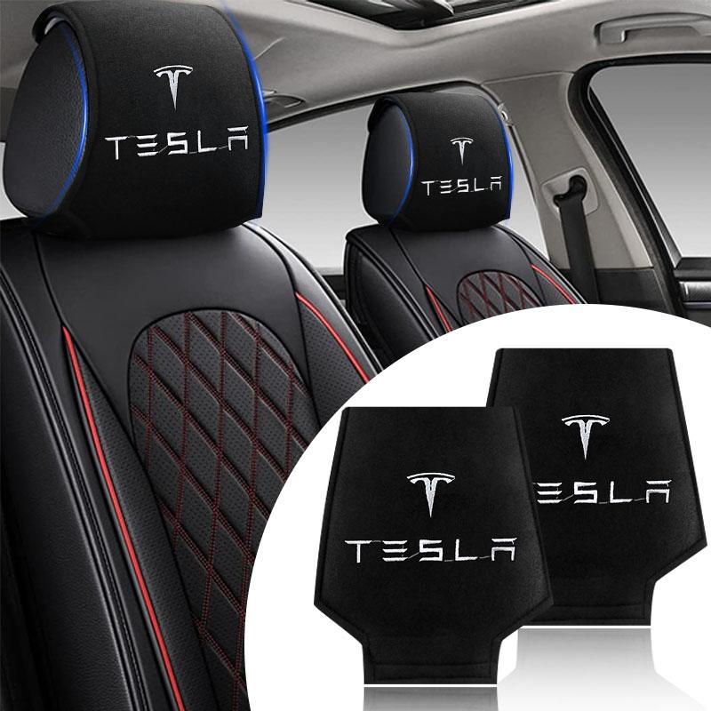 1/2PCS Car Headrest Cover Pillow Universal Interior Accessories For Tesla Model 3 S X Y Style Roadster Invader Coil Mod WYE K80