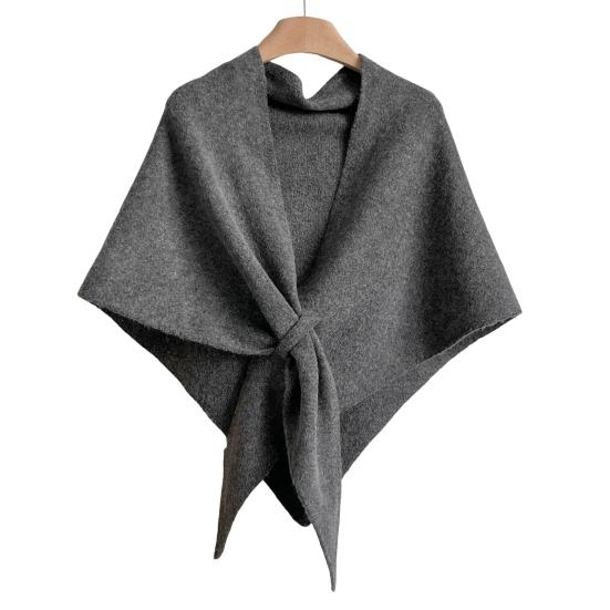Women Knitted Shawl Wrap Scarf Solid Color Comfortable Cardigan Cape Imitation Cashmere Shoulder Tops Sweater