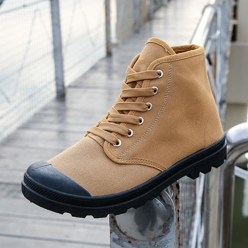 Tongue One-piece Shoes High-top Canvas Boots Anti-collision Outdoor Mountaineering Leisure Sports Men's Canvas Shoes M011