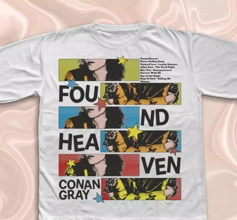Футболка Conan Gray, Подарок с мерчем Conan Gray для фанатов, Футболка с концерта Found Heaven, Унисекс футболка M