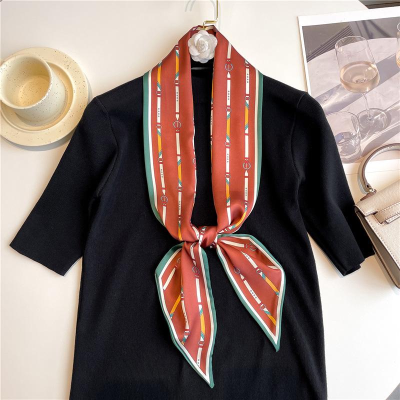Polka dot small scarf for women, versatile long wide neckerchief, shawl, scarf, tie, all-purpose accessory for spring and