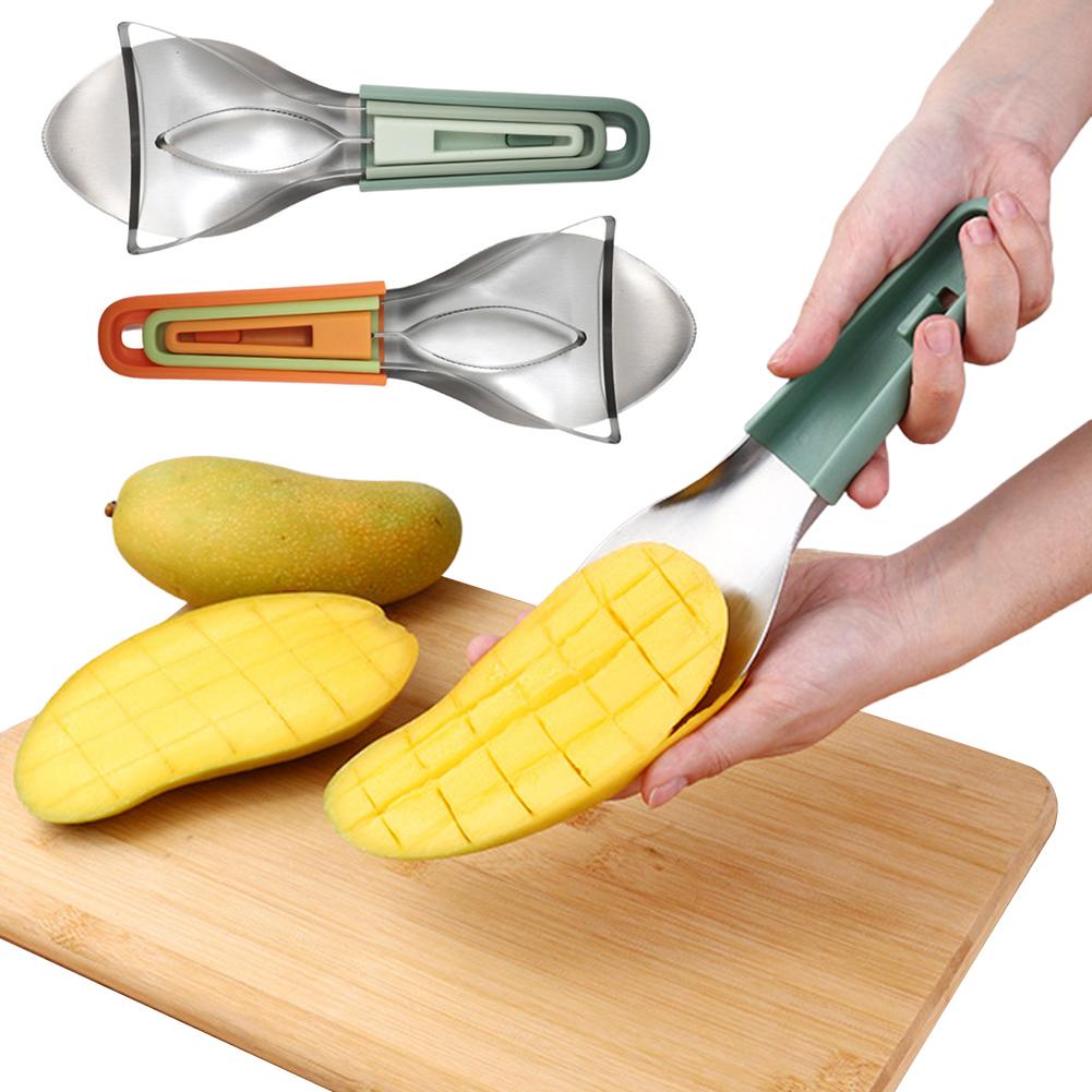 3-in-1 Mango Cutter Tool with Stainless Steel Blade Pit Remover Tool Mango Splitter for Watermelon Cutter Peach Slicers and More
