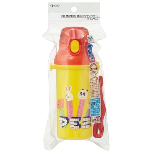 Skater Children's Plastic Water Bottle 480ml One Push Open/Close Antibacterial Child Friendly Lightweight Antibacterial Treatment Made in Japan PEZ Pe