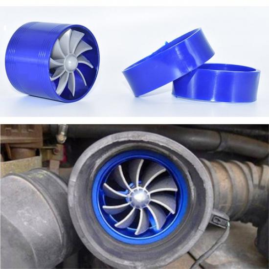 Blue Car Air Intake Turbonator A Fan Turbine Saver Turbo Supercharger Universal
