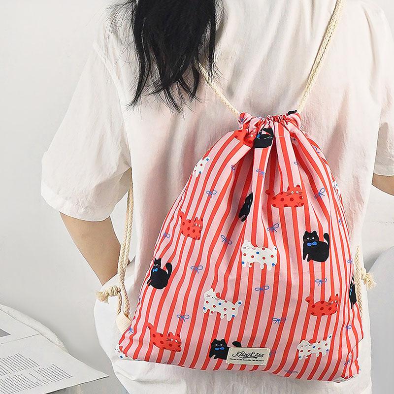 1PCS Drawstring Storage Bags Cute Cartoon Printed Dustproof Pouch for Cosmetic Makeup Organizer Portable Travel Accessories