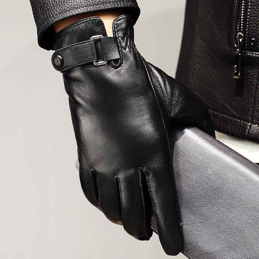 1pair Soft Black Thickened Gloves Waterproof Windproof Mittens PU Anti-cold Gloves  Cycling