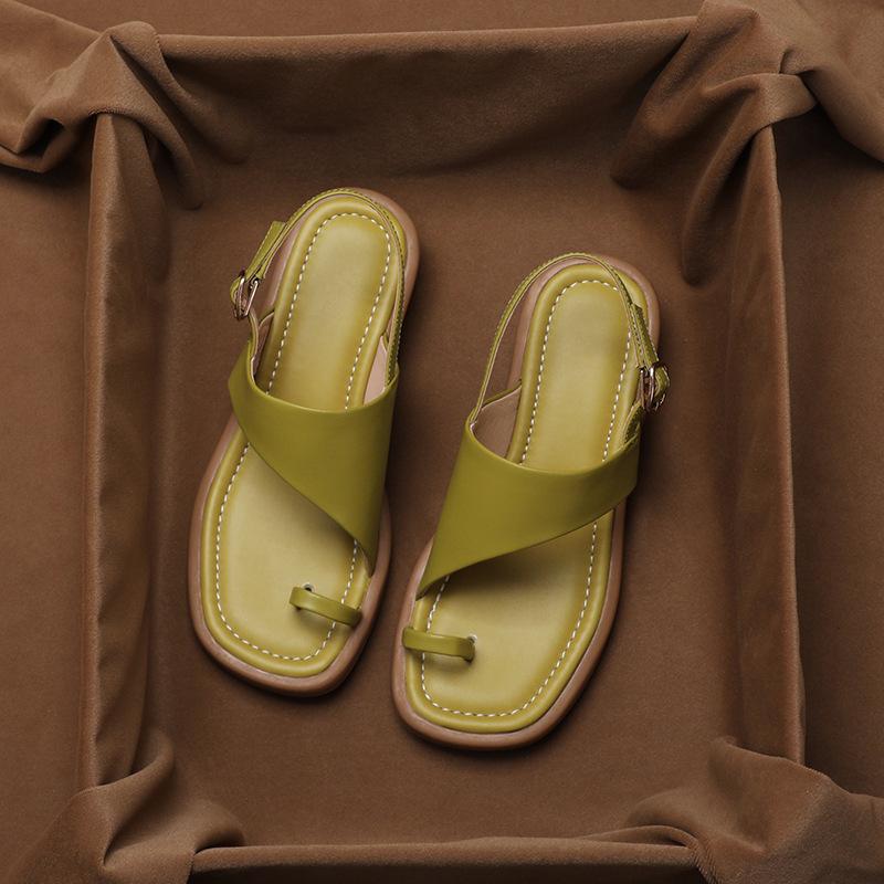 Fashion Casual Cover Toe Sandals Women's 2024 Summer New Versatile Rear Strap Low Heel Women's Shoes