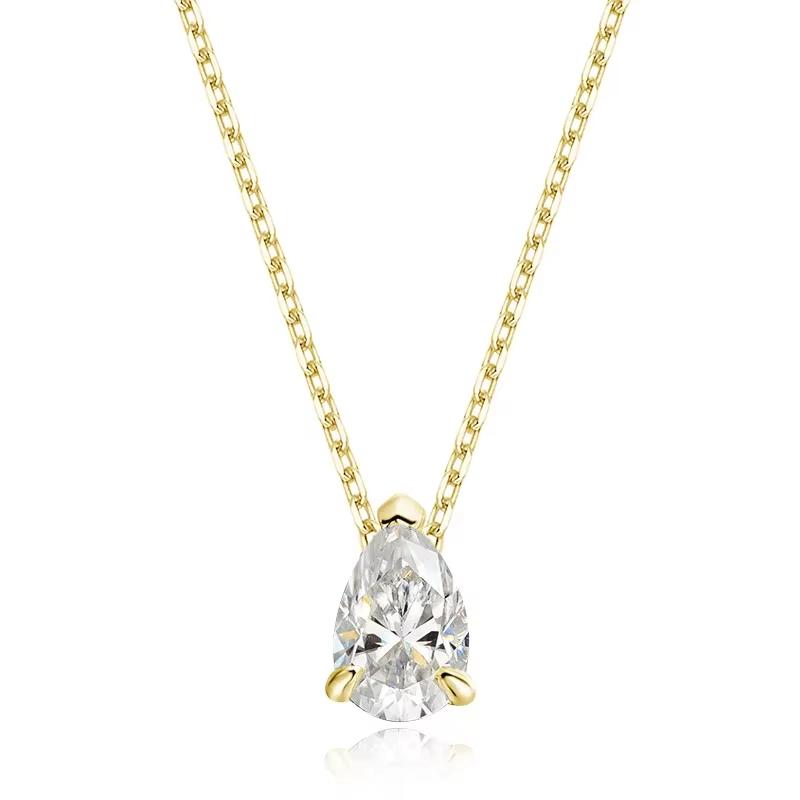 Smyoue 1-4CT Pear Cut Moissanite Pendant Necklace for Women Girls 3 Designs Lab Diamond Wedding Silver 925 Chains Fine Jewelry