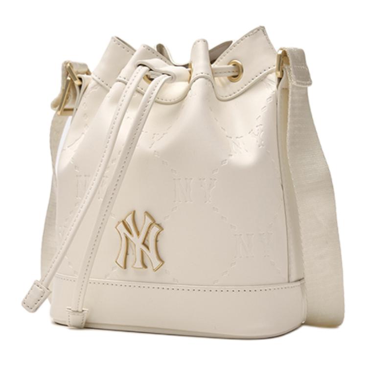 New MLB Blended Material Bucket Bags Crossbody Bag, Shoulder Bag Regular Women's White 7ACRMD65N-50CRM