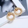 1 Pair Retro Matte Circle Earrings for Women Girl