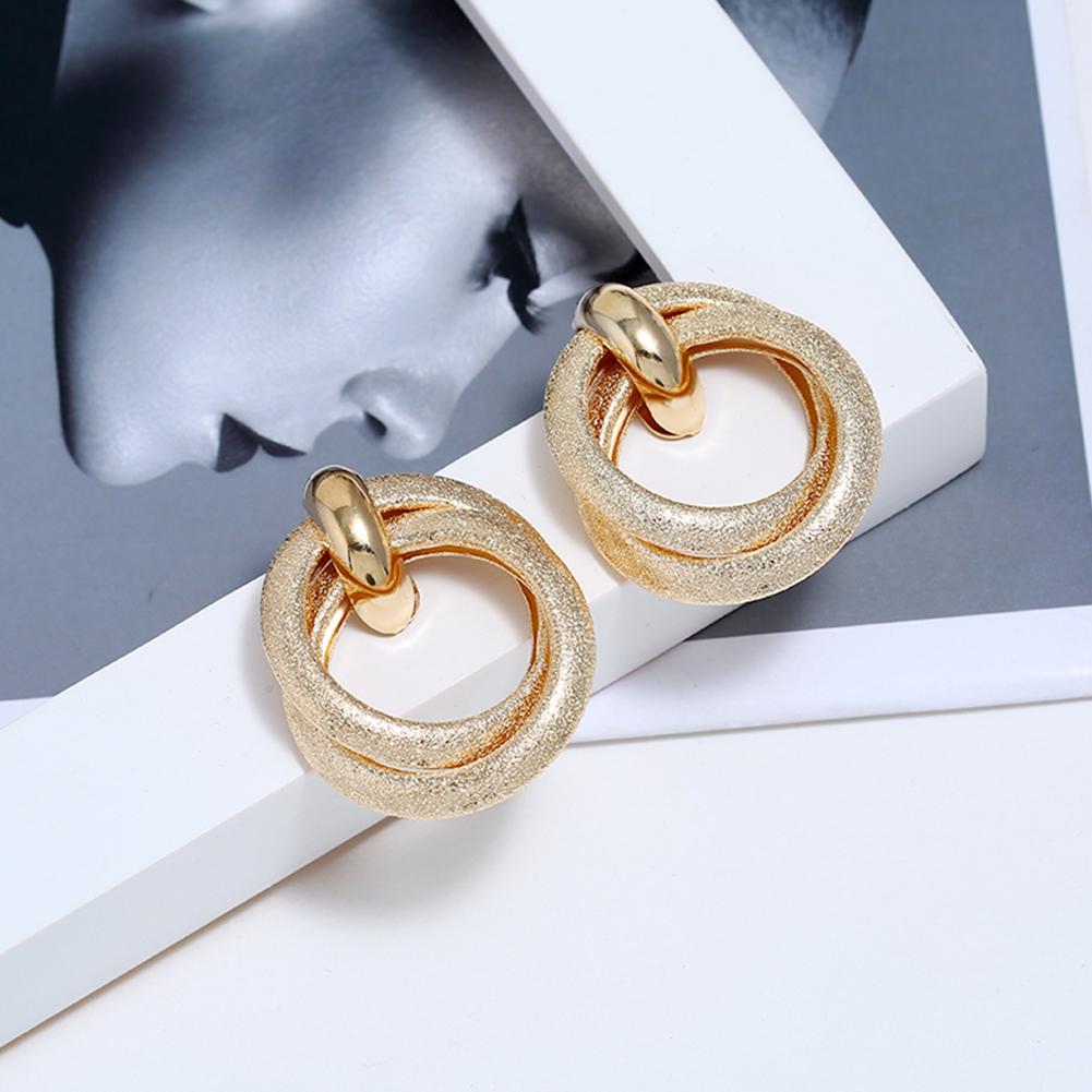 1 Pair Retro Matte Circle Earrings for Women Girl
