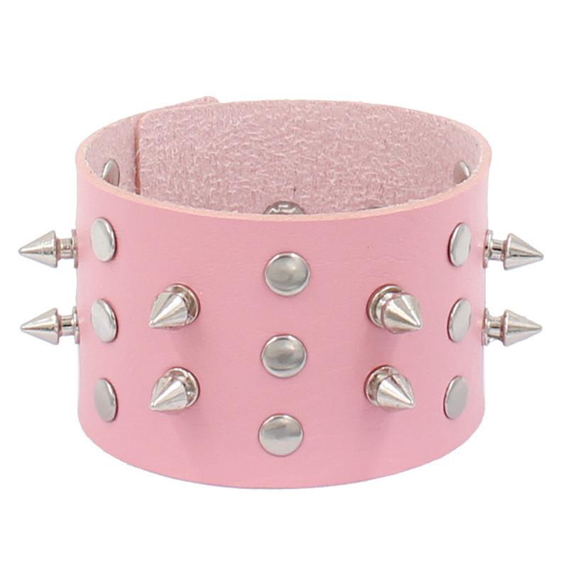 Bracelet à Pointes Tendance Punk Faux Cuir Bracelets Goth Fille Jonc Clouté Rock Bracelet de Poignet pour Femmes Hommes Bijoux