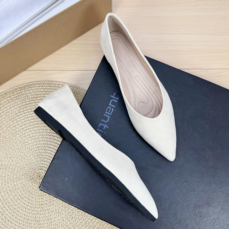 Fashion Flat Shoes for Women 2025 Spring and Autumn New Style Suede Pointed Shallow Mouth Soft Sole Large Size Women's Shoes