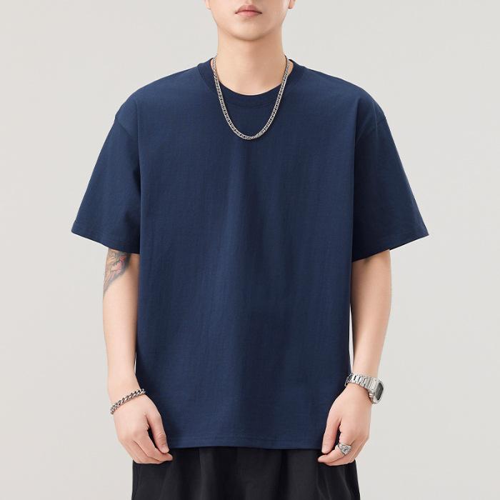 260g Heavy Short-sleeved T-shirt for Men's Summer New Loose Round Neck Five-point Sleeve T-shirt Pure T-shirt