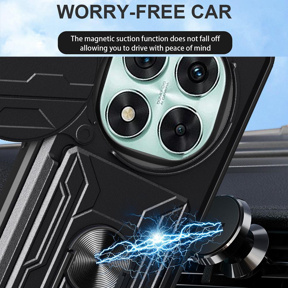 For Xiaomi Redmi Note 14 Pro 5G/Poco X7 5G Case PC+TPU Kickstand Phone Back Cover with Camera Slider