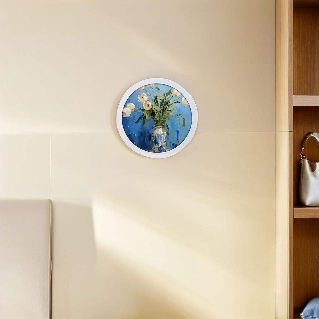 Sturdy Round Wood Picture Frame Wall Hanging Decorative Photo Frame for Living Room Wall Mounted Decor Photo Frames
