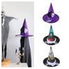 Halloween Witch Caps for Adult Unisex Veil Spiders Wizard Hat Roleplaying Pointed Hat Theme Party Family Gathering Hat