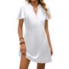 QICED Women's Fashion Summer Spring Solid Color Print  V-Neck Short Sleeve Casual Dresses