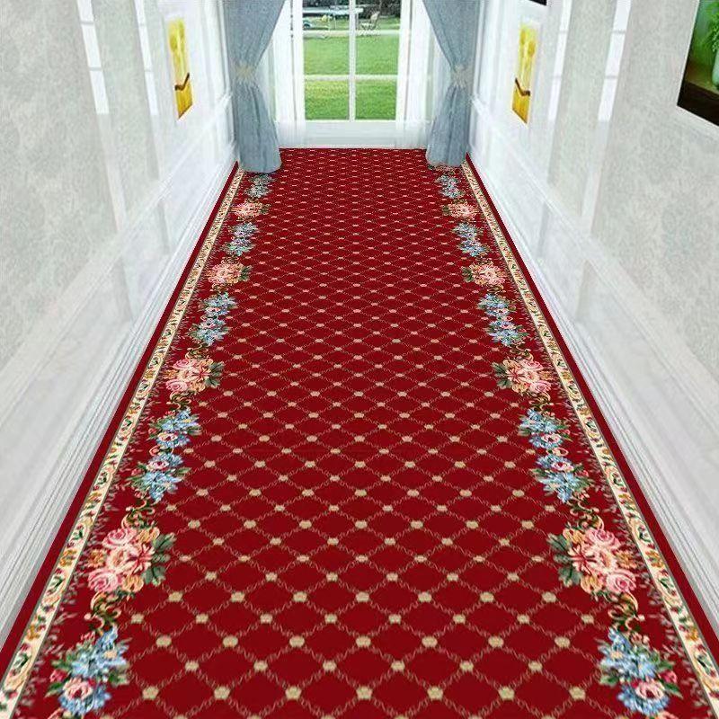 Classical Corridor Carpets Hallway Decor Chinese Style Long Runner for Aisle Passageway Decoration Home Red Carpet Washable Mats
