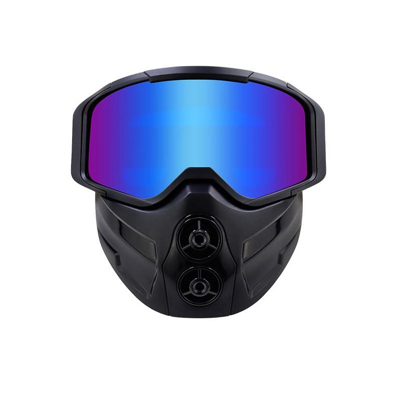BOLLFO BF631 Cycling Protective Goggles With Interchangeable Lenses Motorbike Riding Snowboarding Outdoor Wind Dust Black Frame with Colored Lens