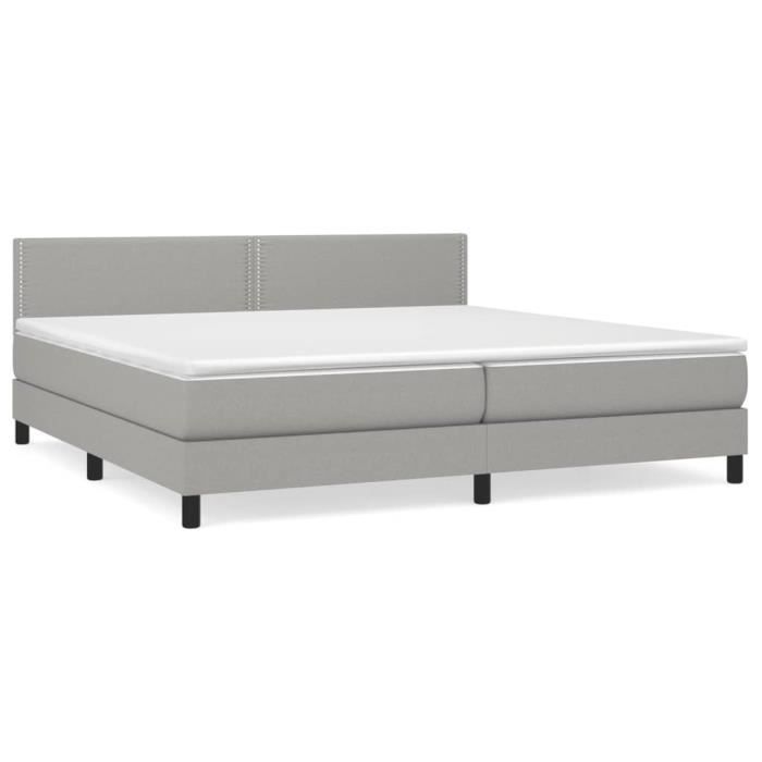 3140001 vidaXL Lit à sommier tapissier avec matelas Gris clair 200x200cm Tissu