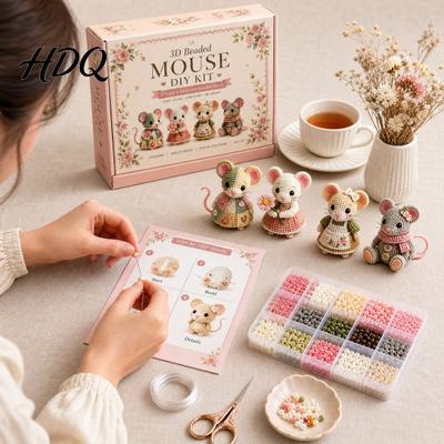 3D Beaded DIY Kit Craft Kit, Handmade Bead Art Set, Cute Fantasy
