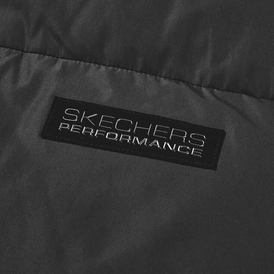 Skechers Sports Lifestyle Series Hooded Letter Print Warm Waterproof Down Jacket Men Outerwear Charcoal P423M126-0018