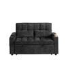 A 142 cm wide 3-in-1 sofa bed with reclining function, seat and back cushions soft as clouds, two lumbar cushions, a shelf and a cup holder