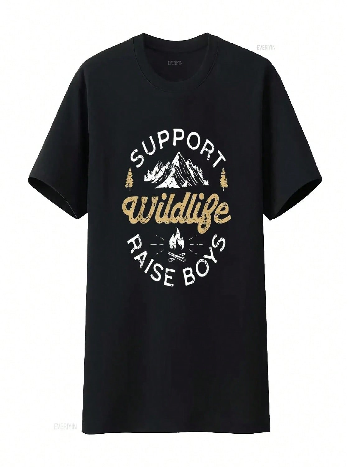 Support Wildlife Raise Boys Parent Mom Dad T Shirt Vintage Washed Soft Streetwear Breathable Slightly Homme Stretched Versatile S разноцветный
