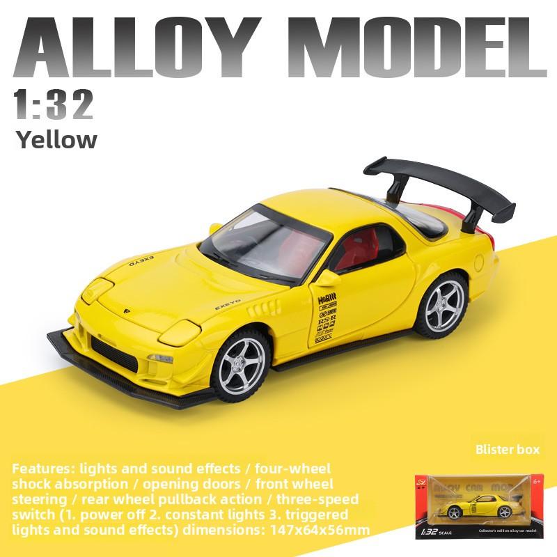 Simulatie 1:32 Rx7 Fd3S Sportwagen Model Jdm Racing Legering Speelgoed Voertuig Met Geluid En Licht Pull Back Miniatuur Auto