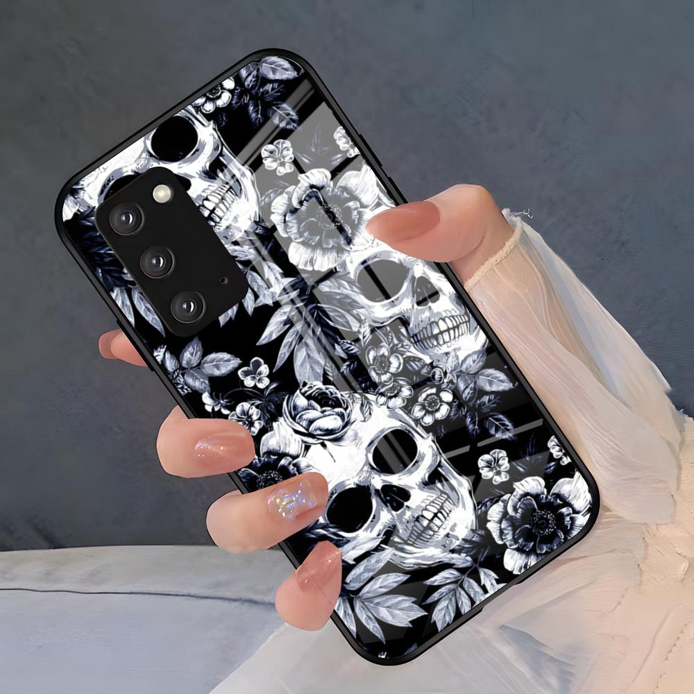 Spooky Skull Patterns Phone Case For Samsung S26 S25 Plus S20 S20 Plus S22 Ultra S23 FE S21 Plus S21 Ultra Glass Cover