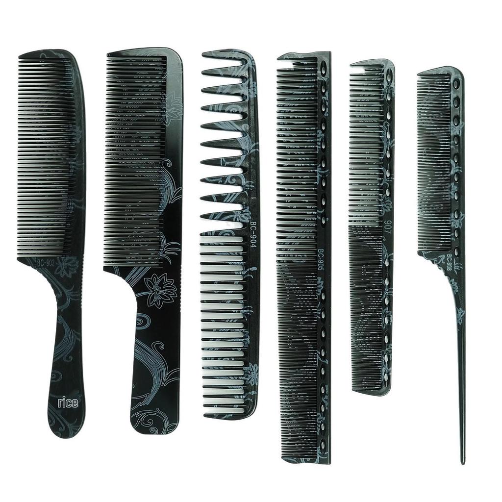 6-Piece High-End Hair Styling Comb Set for Barber and Salon Use