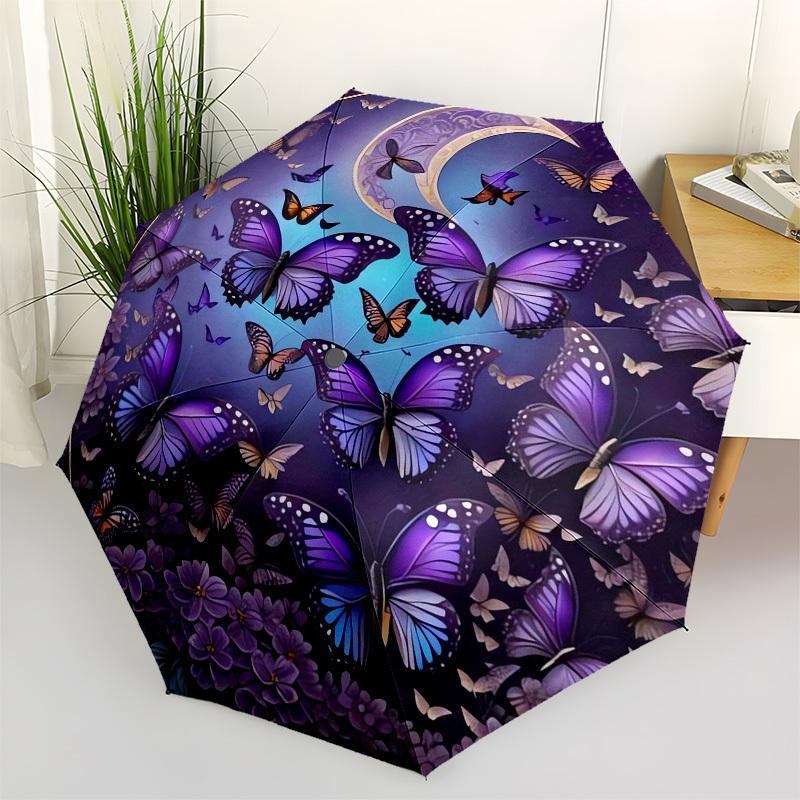 

1pc Butterfly Moonlit Garden Umbrella with Plastic Handle,Vibrant Cartoon Pattern,Multi-functional UmbrellaPT105