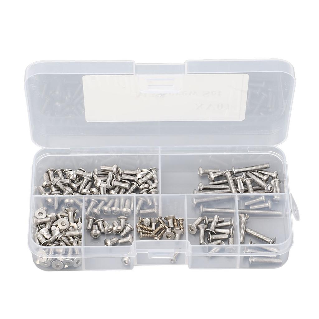 103pcs M3 Screw Assortment Kit Stainless Steel Precise Fit Rust Resistant M3 Hex Socket Head Screws 