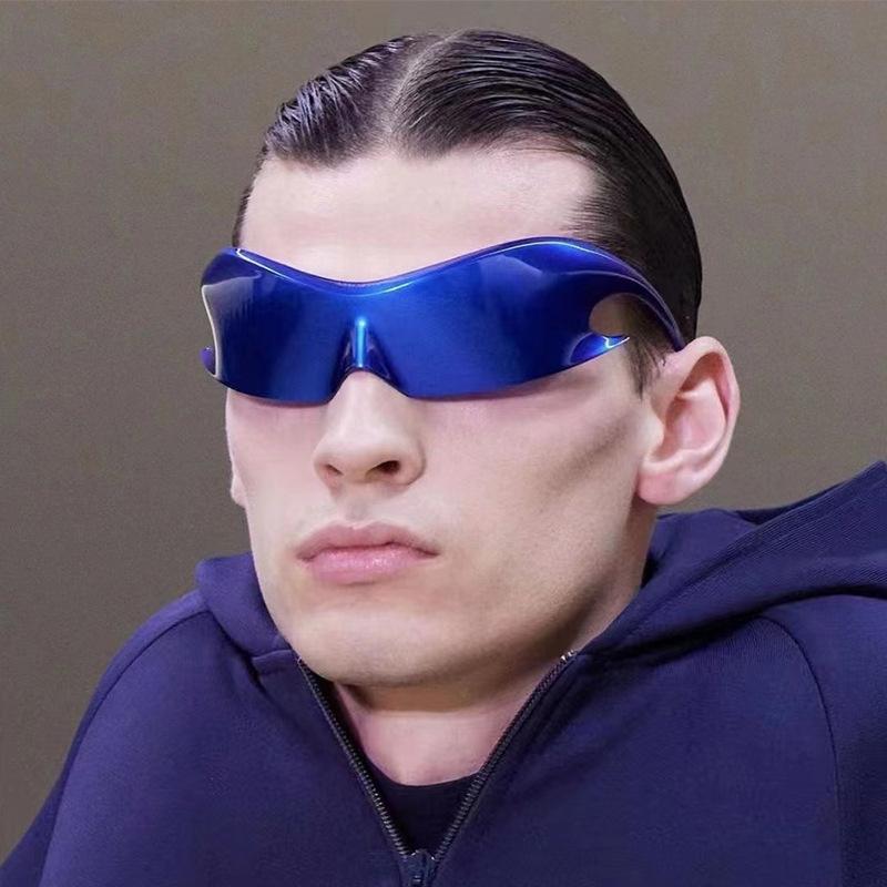 Y2K Millennial Sports Windproof Colorful Sunglasses Men'S Future Technology Wind One-Piece Sunglasses Women