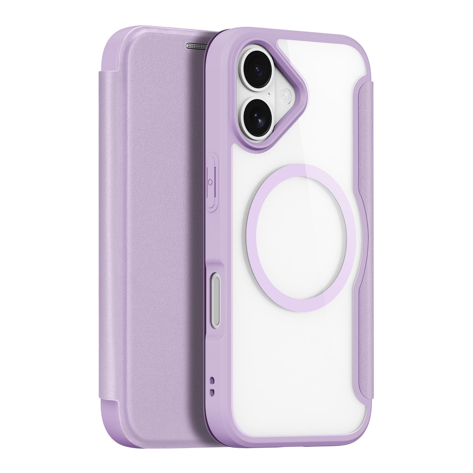 

For iPhone 17 Leather Case DUX DUCIS Skin X Pro Series Flip Cover Compatible with MagSafe Purple Pink