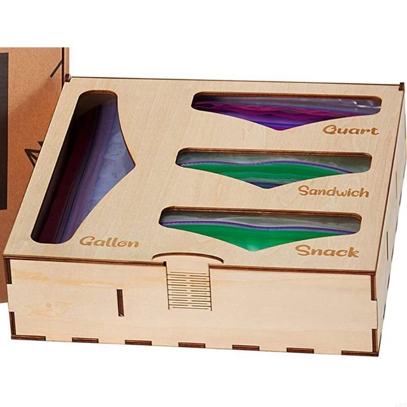 Plastic Wrap Storage Box Basswood Plywood Storage Box Kitchen Drawer Bag Storage Bag Self-Sealing Bag X3UC