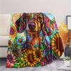 Sunflower Cat and Dog  Print Flannel Blanket, High Quality Comfortable for All Seasons, Home Decor, Warmth and Comfort