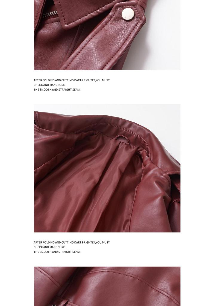 Giacca da Donna Bicolore Distressed in Ecopelle PU con Revers, Taglio Ampio, Stile Europeo e Americano, 2025