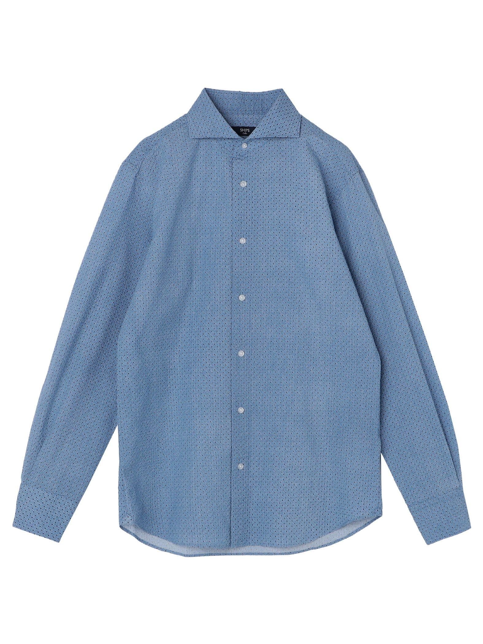 

SHIPS Colors Men s Ripple Print Wide Collar Shirt, Blue, Size S (211100012)