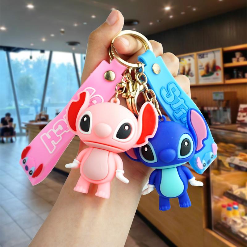 Adorable Cartoon Stitch Keychain For Girls Cute Couple Backpack Charm For Students