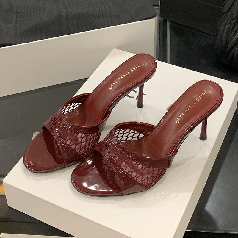 Fashion New In Summer Spring Footwear Thin Heels Women Sandals Shoes Fashion Round Toe Ladies Heeled Sandals Shoes Female Slides Pumps